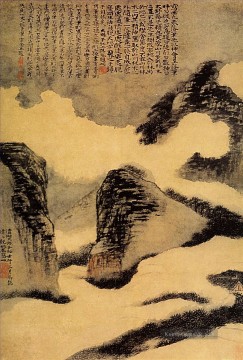  2 - Shitao Berge im Nebel 1702 Kunst Chinesische